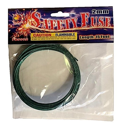 15' 2mm Safety Fuse - 28 to 32s per foot