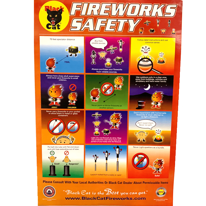 Black Cat Fireworks Safety Poster