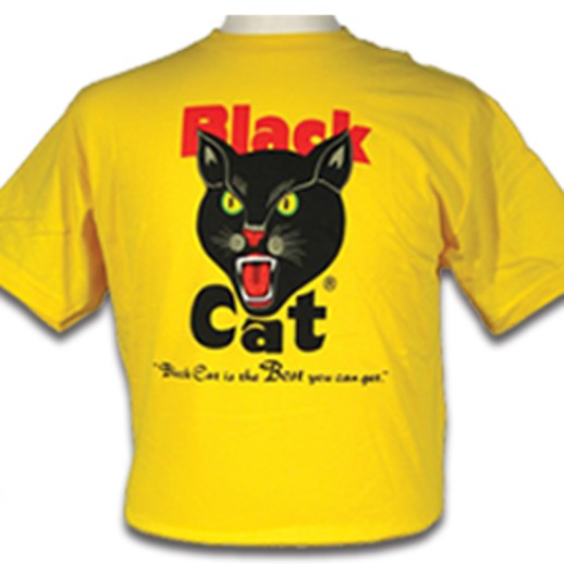 Black Cat Yellow T-Shirt - Large