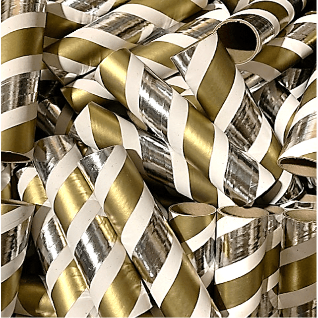 10pc 1.25" ID x 6" Gold, White and Silver Foil Kraft Tube