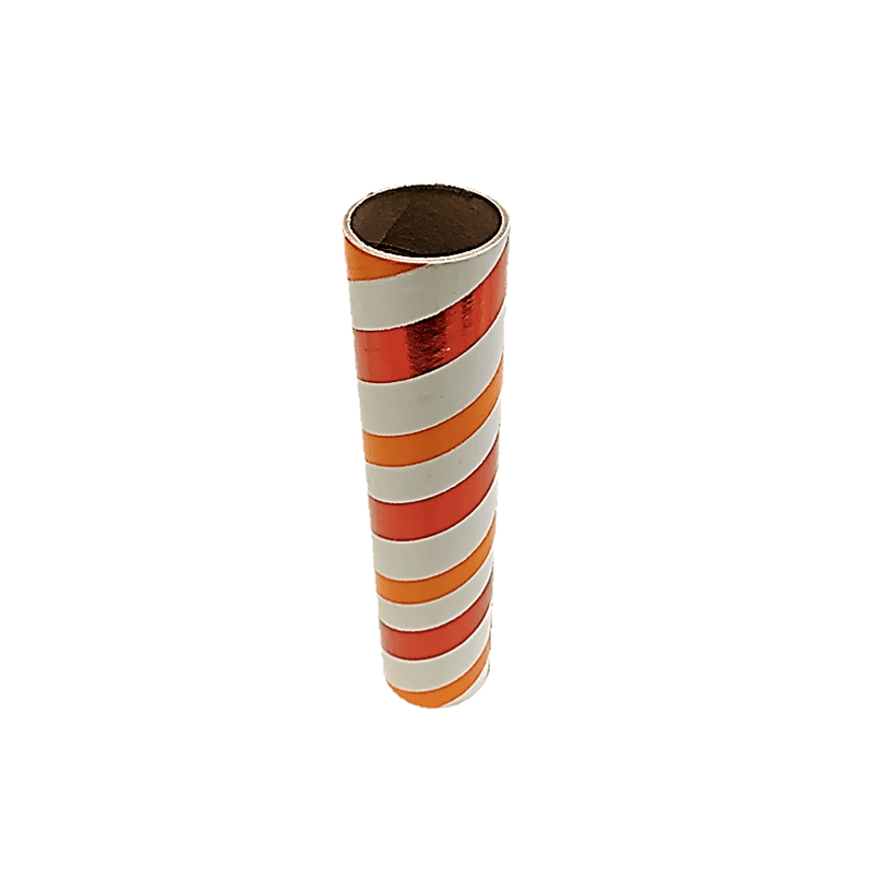 2.5" id - 12" long - .115" wall Kraft Tube Orange, White and Red Foil