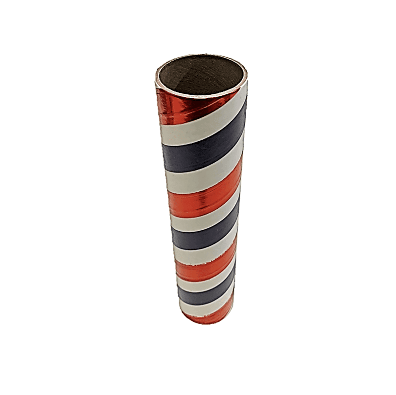 2.5" id - 12" long - .115" wall Kraft Tube White, Blue and Red Foil