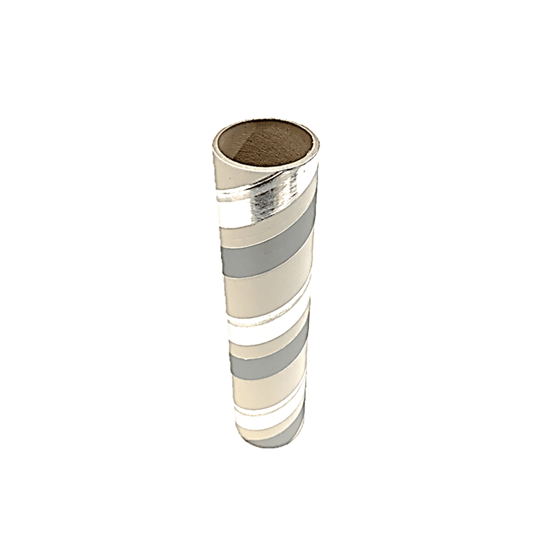 2.5" id - 12" long - .115" wall Kraft Tube White, Gray and Silver Foil