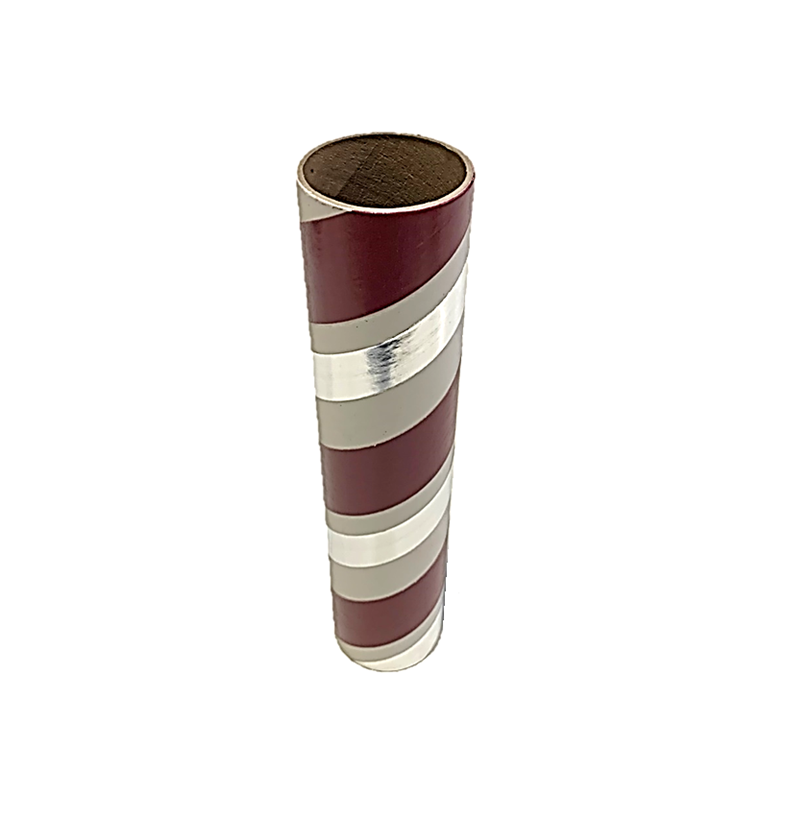 2.5" id - 12" long - .115" wall Kraft Tube White, Maroon and Silver Foil
