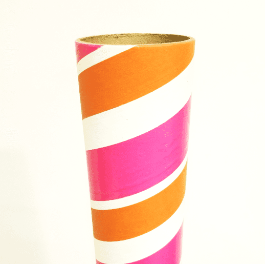 3" id - 15" long - .150" wall Kraft Tube Pink, White and Orange