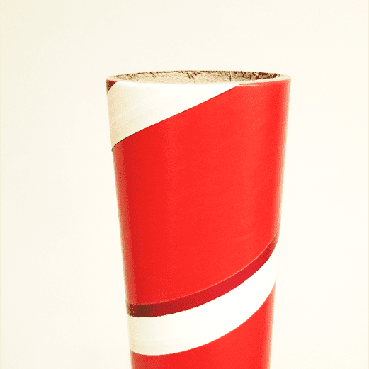 3" id - 15" long - .150" wall Kraft Tube White and Red with Maroon Stripe