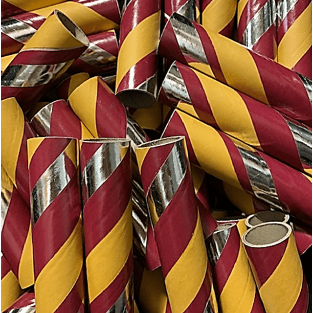 10pc 1.25" ID x 6" Red, Yellow and Silver Foil Kraft Tube