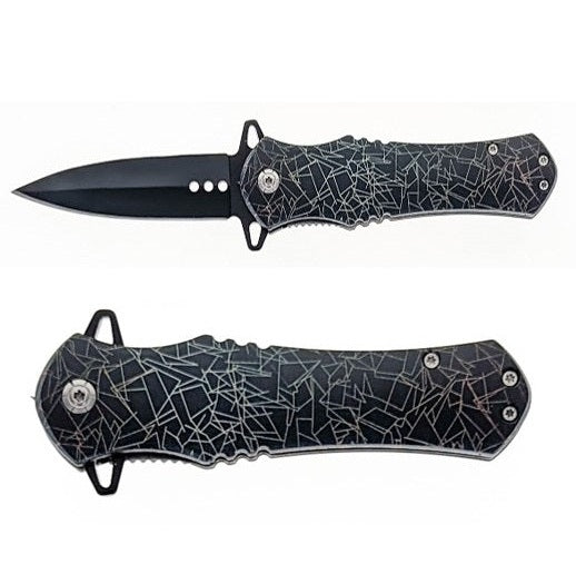 Spring Assisted Abstract Geometric Design Drop Point Pocket Knife ...