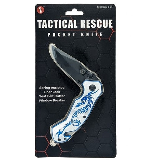 Spring Assisted Tactical Rescue Pocket Knife - Dragon