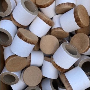10pc 1 5/8" id - 2.5" long - 7/16" wall Heavy White Paper Tube with cap