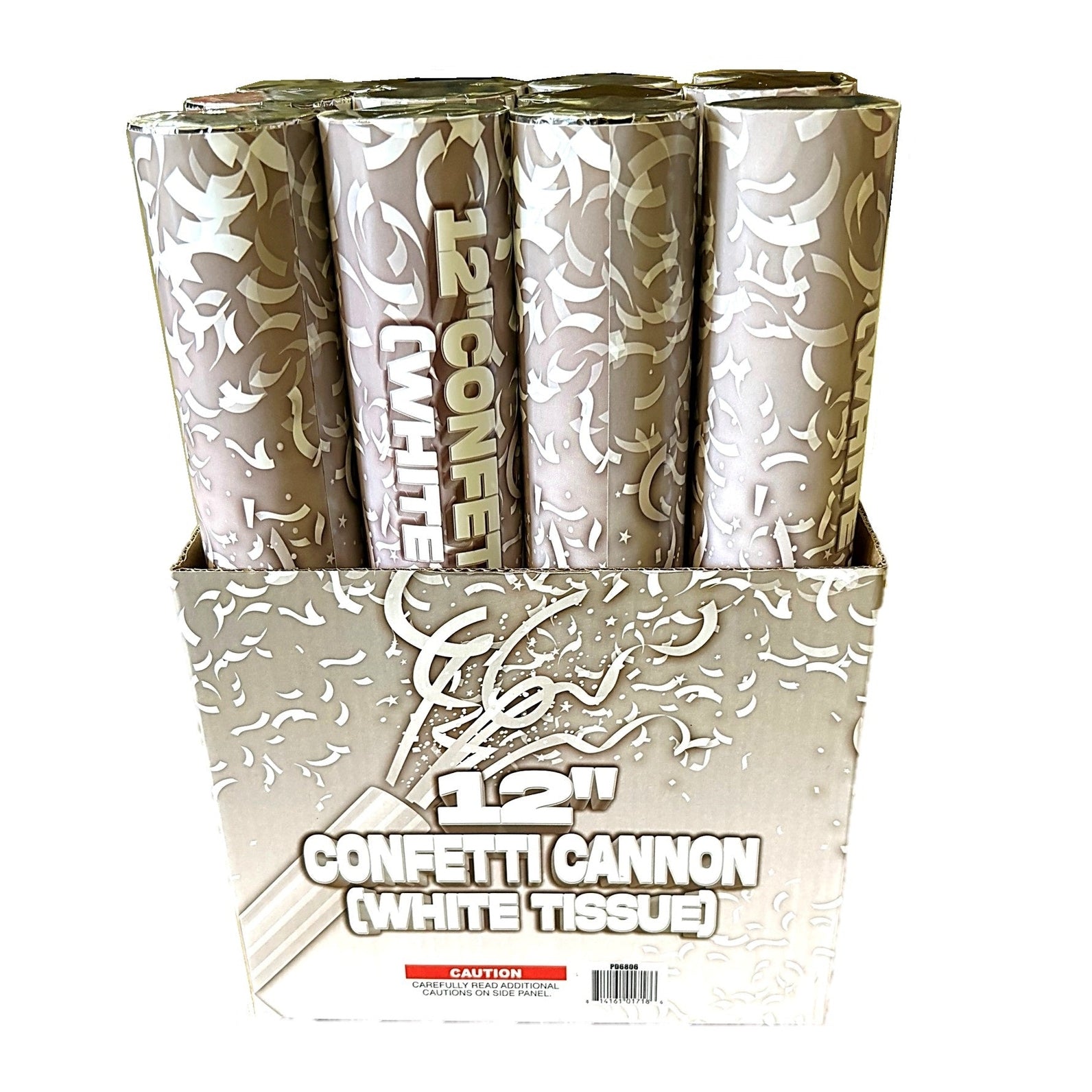 12pc 12" White Confetti Cannon