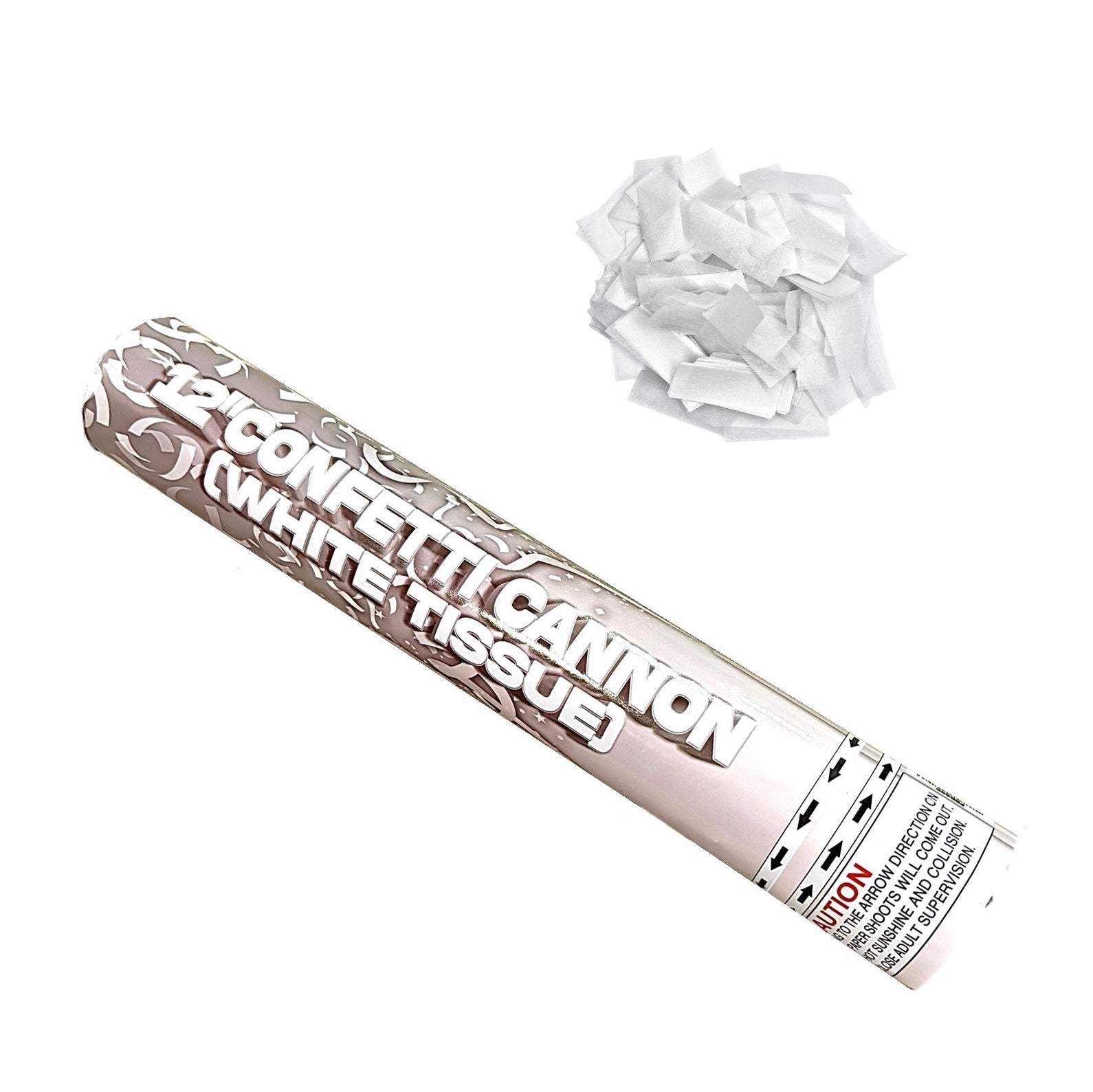 6pc 12" White Confetti Cannon