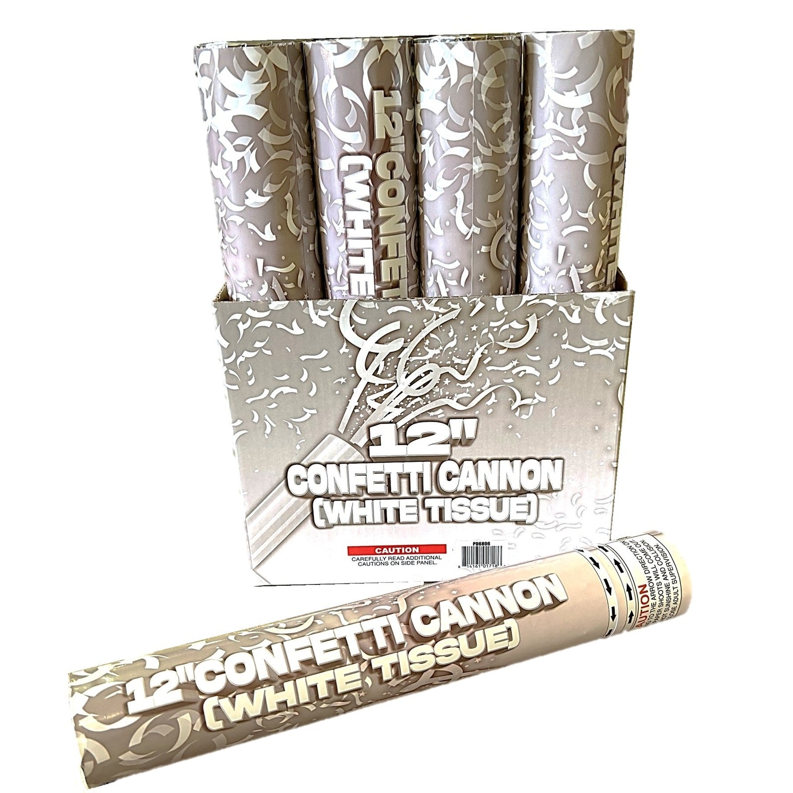 12pc 12" White Confetti Cannon