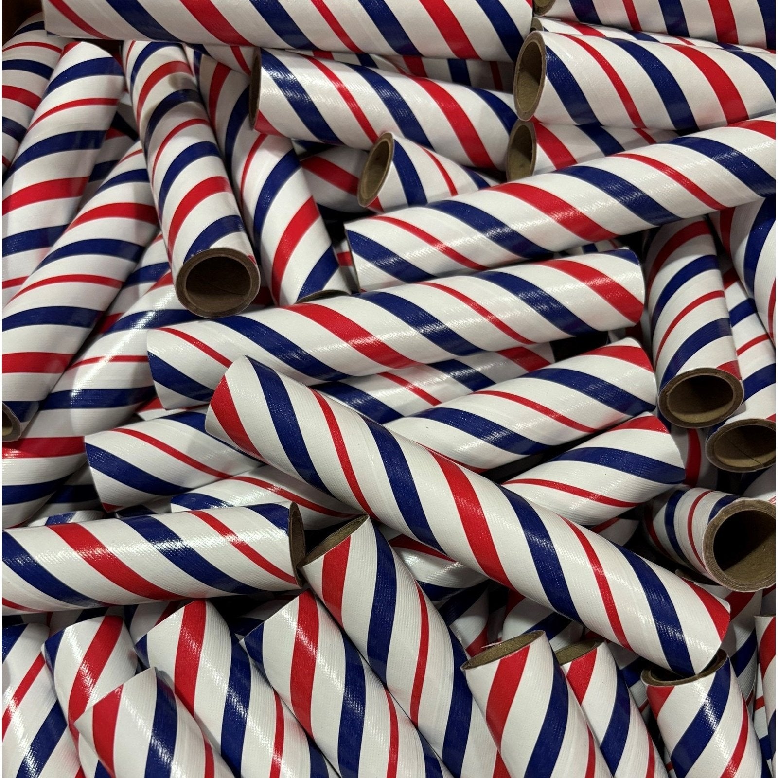 25pc 3/4" id - 6" long - 3/32" wall Red White Blue Striped Tube