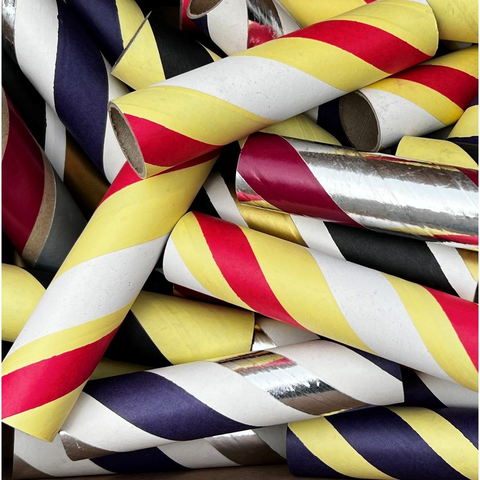 10pc 1.25" ID x 6" Assorted color striped kraft tubes