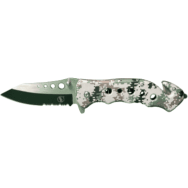 Spring Assisted Clip Point Green Digital Camouflage Knife