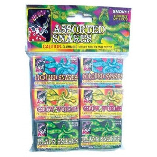 Assorted Snakes 6 Packs of 6 Pieces